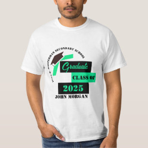 Graduate Green Schwarz-weiß Abschluss T-Shirt