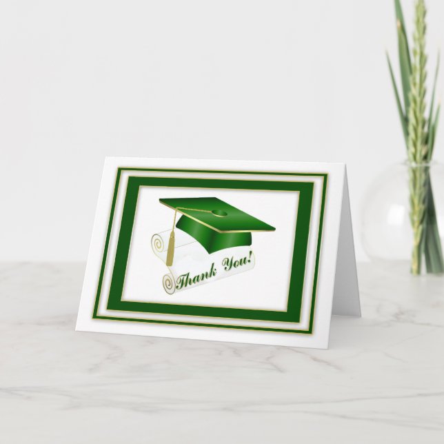 Graduate Green Vielen Dank Dankeskarte (Vorderseite)