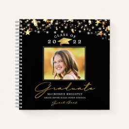 Graduate Guest Book 2022 Foto Black Gold Notizbuch