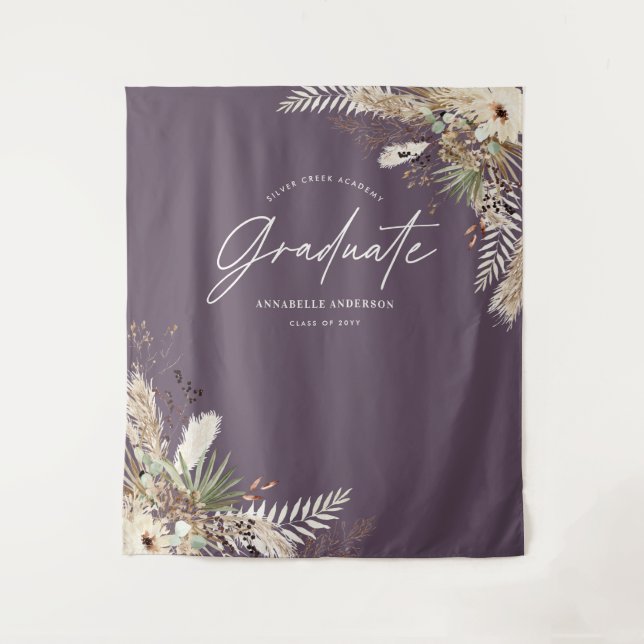 Graduate Gvor Pampas eucalyptus lila elegant Wandteppich (Vorderseite)