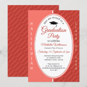 Graduate HALLELUJAH Custom Coral Abschluss Einladung