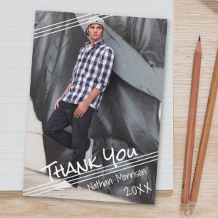 Graduate Hand Lettered Thank You   One Photo Dankeskarte