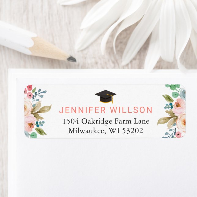 Graduate Hat Abschluss Watercolor Chic Floral (Insitu)