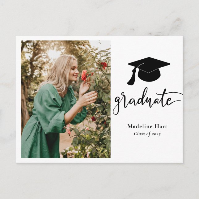Graduate Hat | Save the Date Grad FotoCollage Postkarte (Vorderseite)