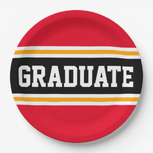 GRADUATE Hellrosa Gelbe Streifen Pappteller
