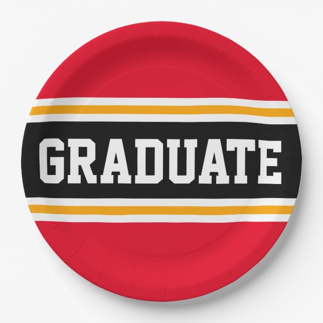 GRADUATE Hellrosa Gelbe Streifen Pappteller (Vorderseite)