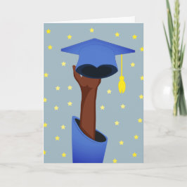 Graduate Holding Abschluss Hut mit Stars Blue Karte