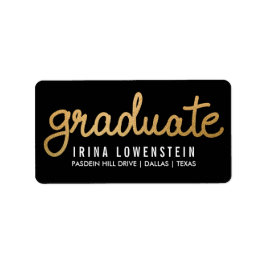 Graduate Imitate Gold Foil Typografy Black Adressaufkleber