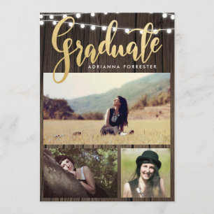 Graduate Imitats Gold Foil   String Lights-Foto Einladung