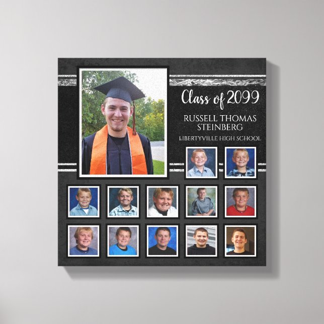 Graduate K-12 Foto Collage Keepake Leinwanddruck (Vorderseite)