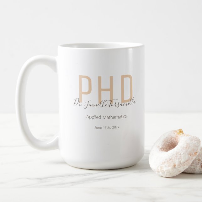 Graduate Keepake Beige Brown Name Kaffeetasse (Mit Donut)