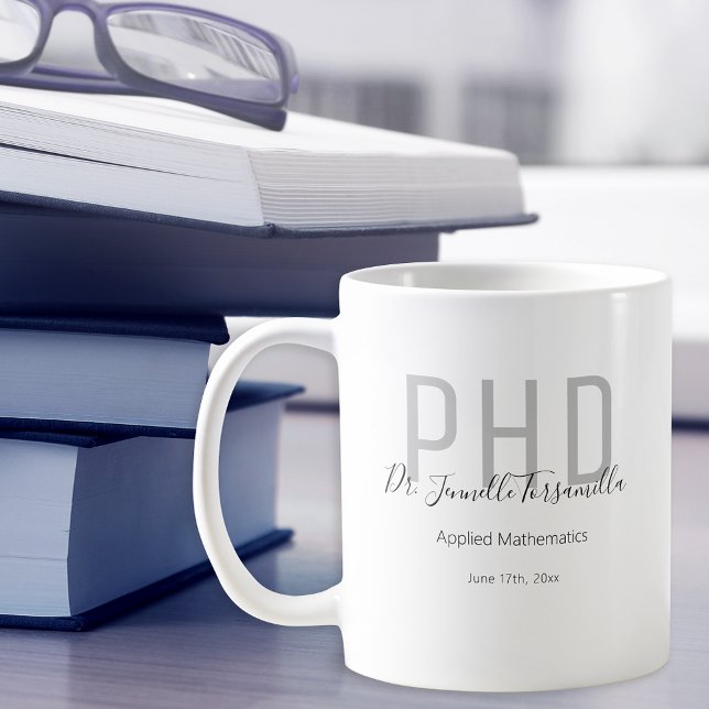 Graduate Keepake Black Gray Name Grad Doktortitel Kaffeetasse (Von Creator hochgeladen)