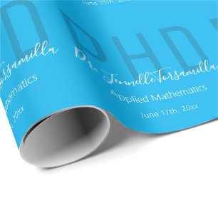 Graduate Keepake Blue White Name Grad Doktortitel Geschenkpapier