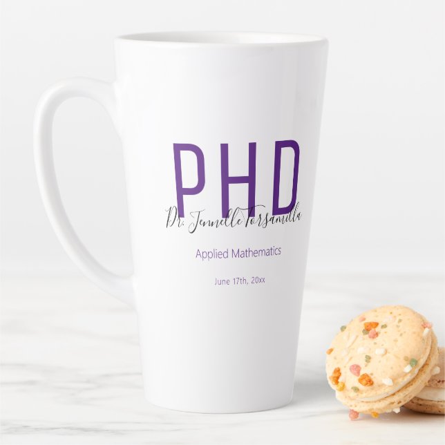 Graduate Keepake Lila Name Grad PhD Milchtasse (Beispiel)