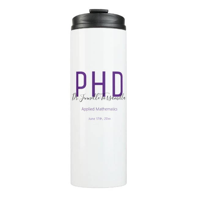 Graduate Keepake Lila Name Grad PhD Thermosbecher (Vorderseite)