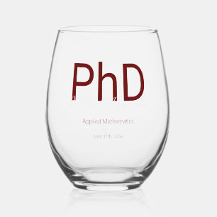 Graduate Keepake Name PhD Abschluss Weinglas Ohne Stiel