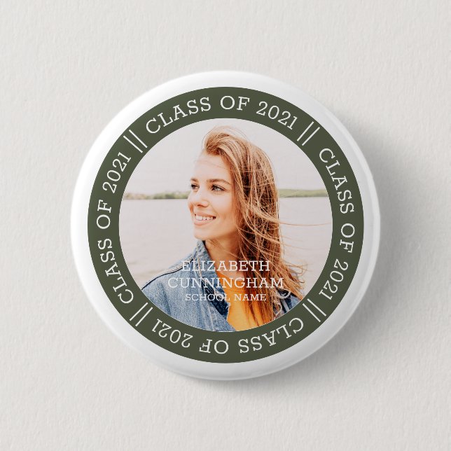 Graduate-Klasse 20XX | Modernes Foto Abschluss Button (Vorderseite)