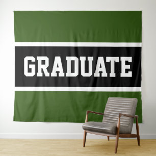 GRADUATE Leichtathletik Dunkelgrüne Schwarz-weiße  Wandteppich