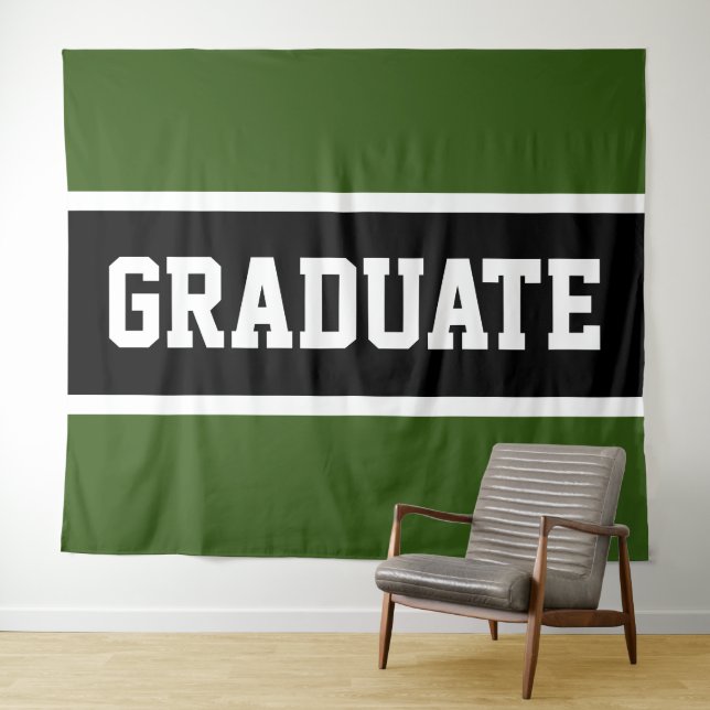GRADUATE Leichtathletik Dunkelgrüne Schwarz-weiße  Wandteppich (Beispiel (Horizontal))
