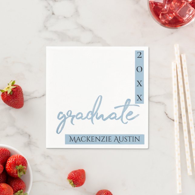 Graduate Light Blue | Robin Egg Brush Script Serviette (Beispiel)