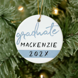 Graduate Light Blue Script   Robin Egg Brush Keramik Ornament