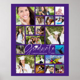 Graduate Lila 19 Foto Collage Script Party Poster