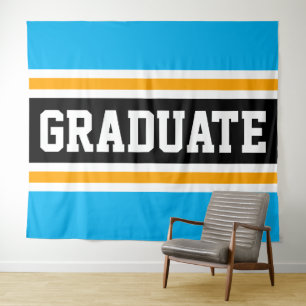 GRADUATE Lustig Helles Himmelblau Schwarz Orange S Wandteppich