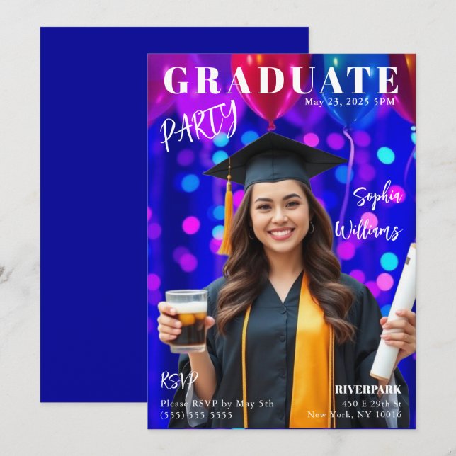 Graduate Magazine Cover Einladung (Vorne/Hinten)
