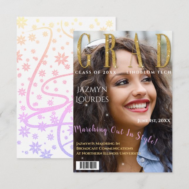 Graduate Magazine Cover Foto Abschluss Ankündigung (Vorne/Hinten)