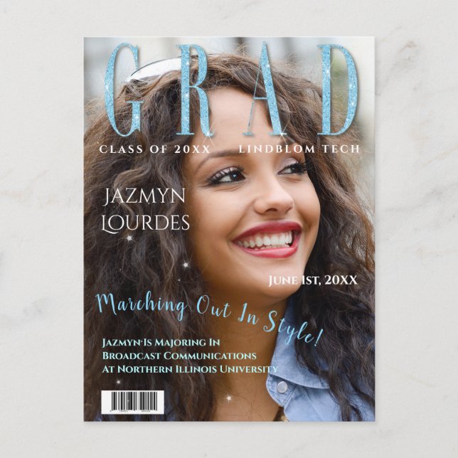Graduate Magazine Cover Foto Abschluss Ankündigung Postkarte (Vorderseite)