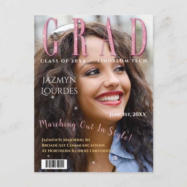 Graduate Magazine Cover Foto Abschluss Ankündigung Postkarte (Vorderseite)