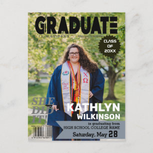 GRADUATE Magazine Cover Style Modernes Foto Ankündigungspostkarte