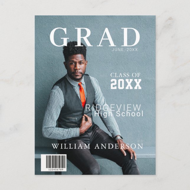 Graduate Magazine Foto Abschluss Ankündigungspostkarte (Vorderseite)