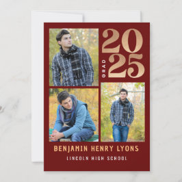 Graduate Maroon Class of 2025 Printable Einladung