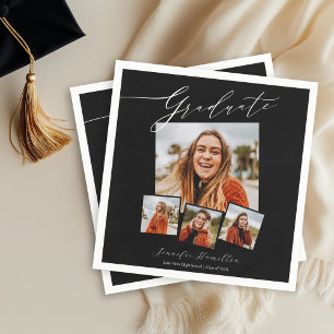 Graduate Minimalistisch Foto Grad Party Serviette