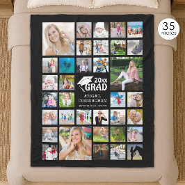 Graduate Modern Foto Collage Name School Black Fleecedecke