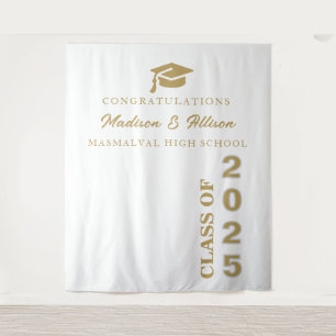 Graduate Modern Gold Script Black Twin Abschluss Wandteppich