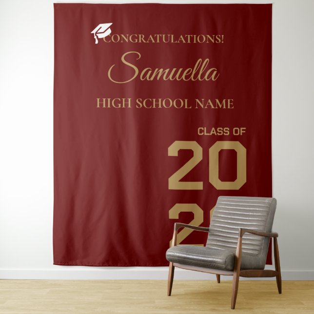 Graduate Modern Gold Script Graduation Party Wandteppich (Beispiel)