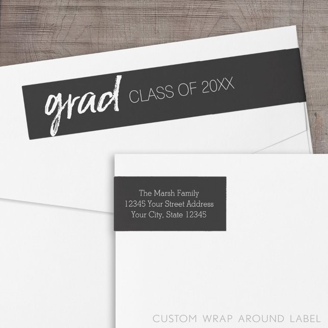 Graduate Modern Lettering Grad 2018 (Custom Return Address Label with a Wrap Around Feature)