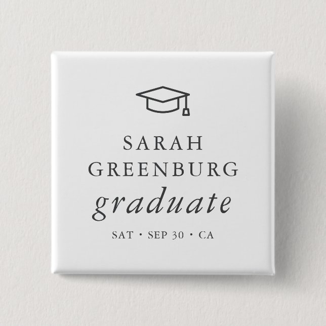 Graduate Modern Minimalistisch Simple Chic Abschlu Button (Vorderseite)