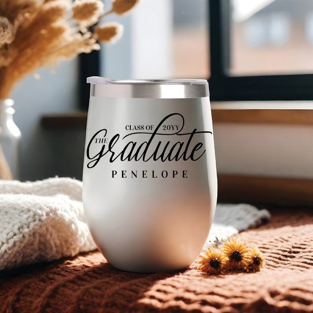Graduate Modern Script Class of 2024 Grad Name (The Graduate Modern Script Class of 2024 Grad Name Thermal Wine Tumbler)