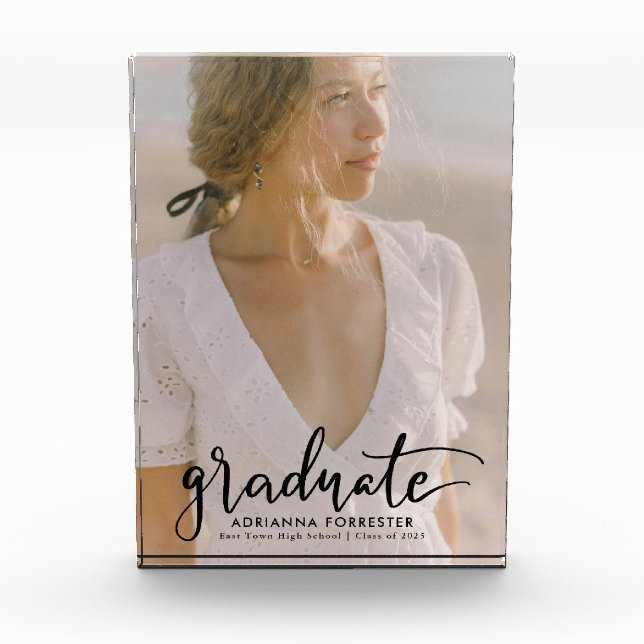 Graduate Modern Script Elegant Grad Foto (Vorderseite)