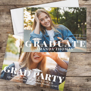 Graduate Modern Two Foto Simple Typografy Einladung