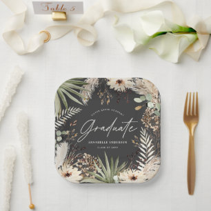Graduate moderne Pampas Gras schwarz elegant Pappteller