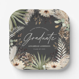 Graduate moderne Pampas Gras schwarz elegant Pappteller