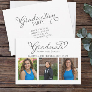 Graduate Multi Foto Einfache Elegante Kalligrafie Einladung