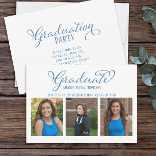 Graduate Multi Foto Einfache Elegante Kalligrafie Einladung