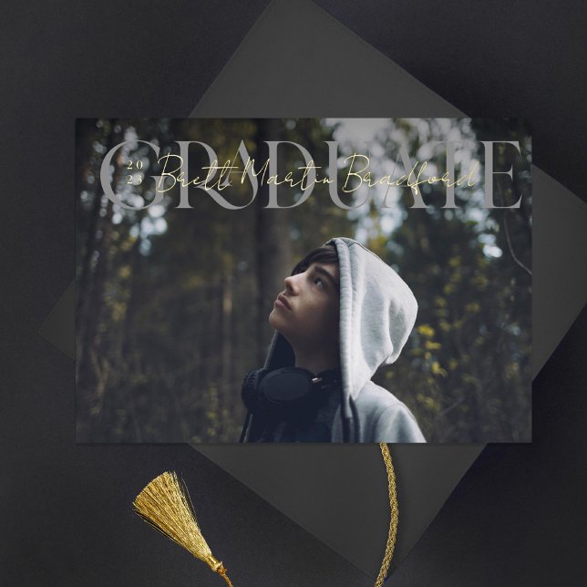 Graduate Mute Serif Abschluss Foto Folieneinladung (Von Creator hochgeladen)