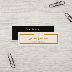 Graduate Name Card   Schwarz, Rosa und Gold   Mode Mini Visitenkarte