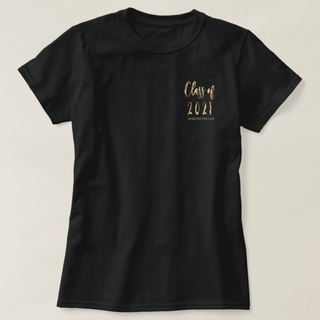 Graduate Name Imitats Gold Brown Class of 2021 T-Shirt (Design vorne)